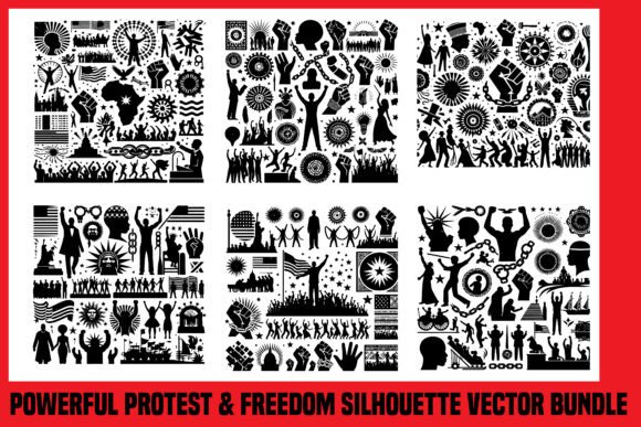 Download Powerful Protest &amp; Freedom Silhouettes Vector - Freedom Collection