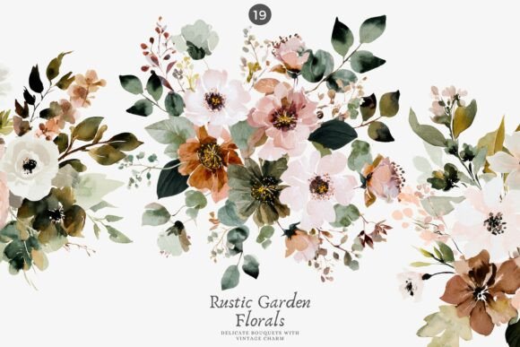 Download Rustic Floral Bouquet Clipart Set - Floral bouquet clipart Collection