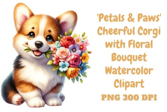 Download Cheerful Corgi &amp; Floral Bouquet Clipart - Floral bouquet clipart Collection