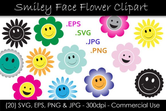 Download Smiley Face Flower Graphics - Premium Bundle