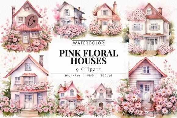 Download Pink Floral Houses Clipart, Spring PNG - Spring png Collection