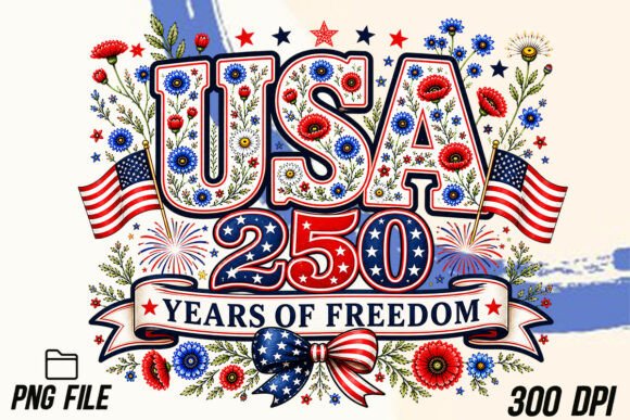Download USA 250 Years of Freedom Floral PNG - Freedom Collection